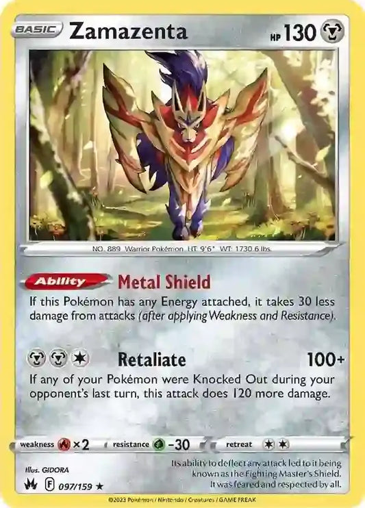 Zamazenta 097, Crown Zenith | Sword & Shield, , 0.00 kr, Pokesingles. Kjøp pokemon kort til lave priser hos oss.