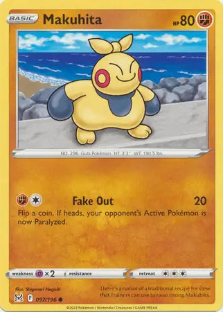 Makuhita 097, Lost Origin | Sword & Shield, , 0.00 kr, Pokesingles. Kjøp pokemon kort til lave priser hos oss.