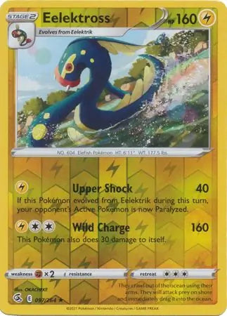 Eelektross Reverse Holo 097, Fusion Strike | Sword & Shield, , 2.00 kr, Pokesingles. Kjøp pokemon kort til lave priser hos oss.