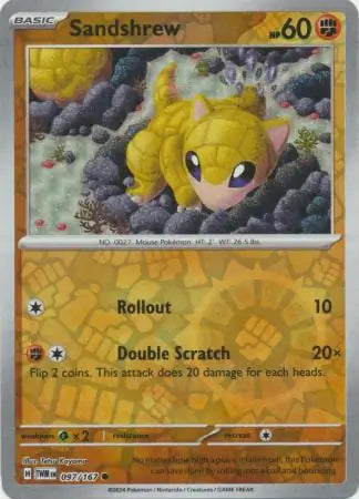 Sandshrew Reverse Holo 097, Twilight Masquerade | Scarlet & Violet, , 4.00 kr, Pokesingles. Kjøp pokemon kort til lave priser hos oss.