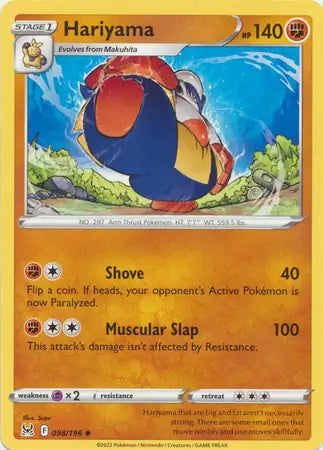 Hariyama 098, Lost Origin | Sword & Shield, , 0.00 kr, Pokesingles. Kjøp pokemon kort til lave priser hos oss.