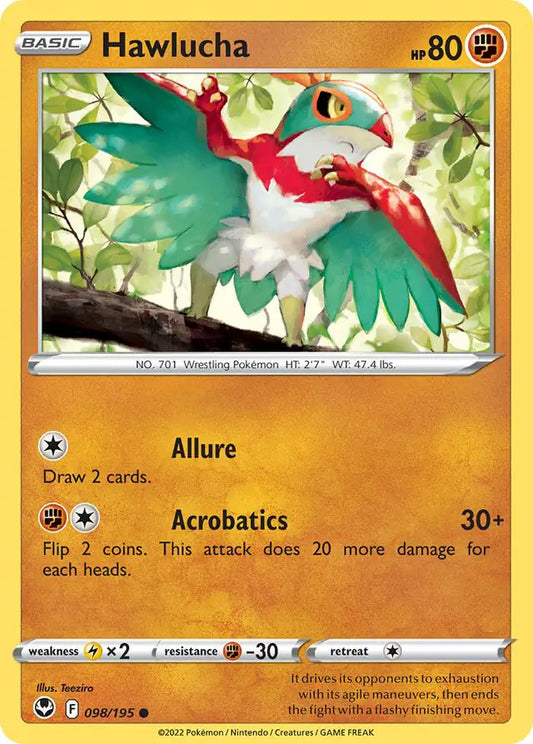 Hawlucha 098, Silver Tempest | Sword & Shield, , 0.00 kr, Pokesingles. Kjøp pokemon kort til lave priser hos oss.