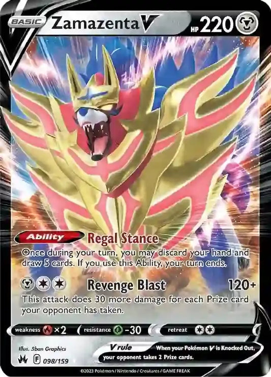 Zamazenta V 098, Crown Zenith | Sword & Shield, , 0.00 kr, Pokesingles. Kjøp pokemon kort til lave priser hos oss.