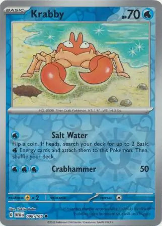 098 Krabby Reverse Holo, 151 | Scarlet & Violet, reverse, 4.00 kr, Pokesingles. Kjøp pokemon kort til lave priser hos oss.