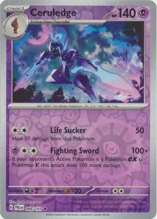 Ceruledge Reverse Holo 098 - Paldea Evolved, Paldea Evolved | Scarlet & Violet, , 5.00 kr, Pokesingles. Kjøp pokemon kort til lave priser hos oss.