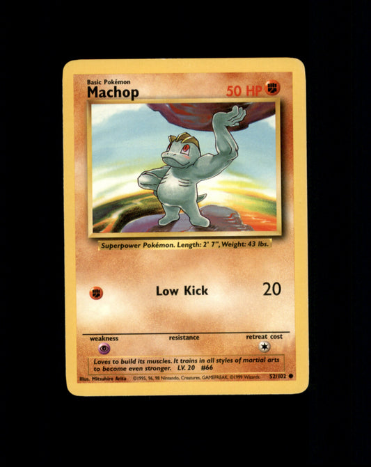 *SE BILDE FOR TILSTAND* Machop #52 Pokemon Base Set Pokesingles