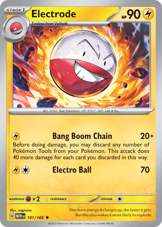 101 Electrode - Holo Rare, 151 | Scarlet & Violet, holo, 4.00 kr, Pokesingles. Kjøp pokemon kort til lave priser hos oss.