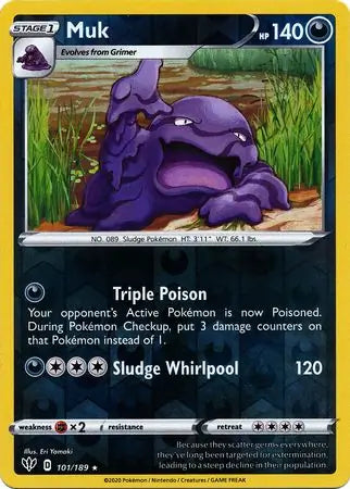 Muk Reverse Holo 101, Darkness Ablaze | Sword & Shield, , 39.00 kr, Pokesingles. Kjøp pokemon kort til lave priser hos oss.
