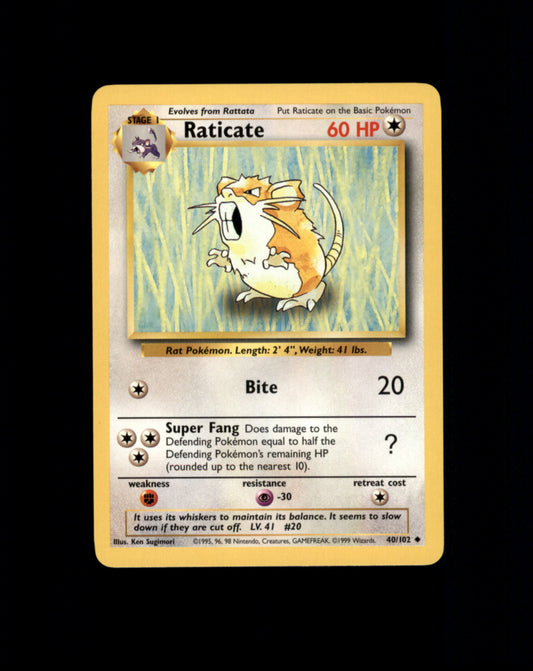 *SE BILDE FOR TILSTAND* Raticate #40 Pokemon Base Set Pokesingles