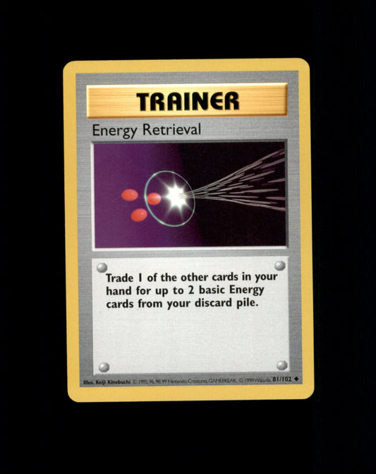 *SE BILDE FOR TILSTAND* Energy Retrieval #81 Pokemon Base Set Pokesingles