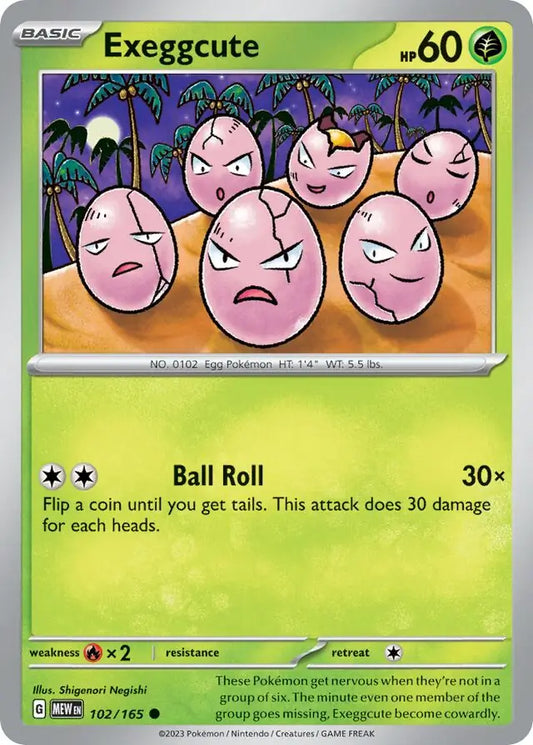 102 Exeggcute, 151 | Scarlet & Violet, , 3.00 kr, Pokesingles. Kjøp pokemon kort til lave priser hos oss.