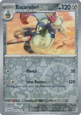 Escavalier Reverse Holo 102 - Journey Together Pokesingles