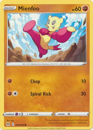 Mienfoo 103, Lost Origin | Sword & Shield, , 0.00 kr, Pokesingles. Kjøp pokemon kort til lave priser hos oss.