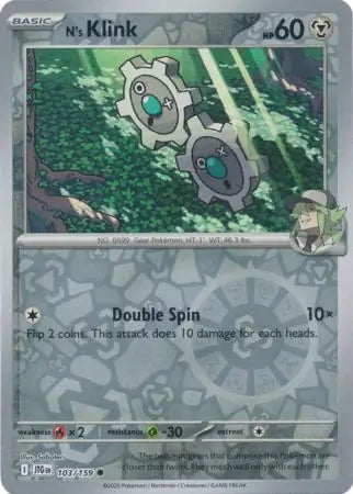 N's Klink Reverse Holo 103 - Journey Together Pokesingles