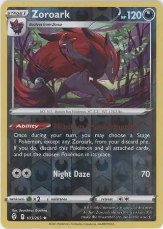 Zoroark Reverse Holo 103, Evolving Skies | Sword & Shield, , 5.00 kr, Pokesingles. Kjøp pokemon kort til lave priser hos oss.