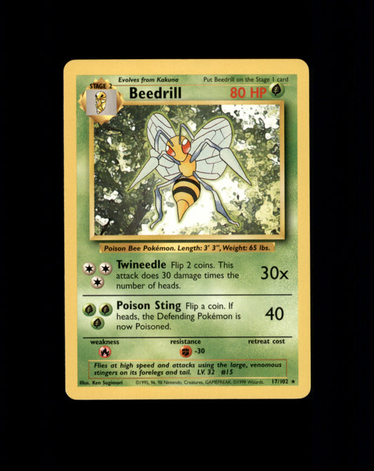 *SE BILDE FOR TILSTAND* Beedrill #17 Pokemon Base Set Pokesingles