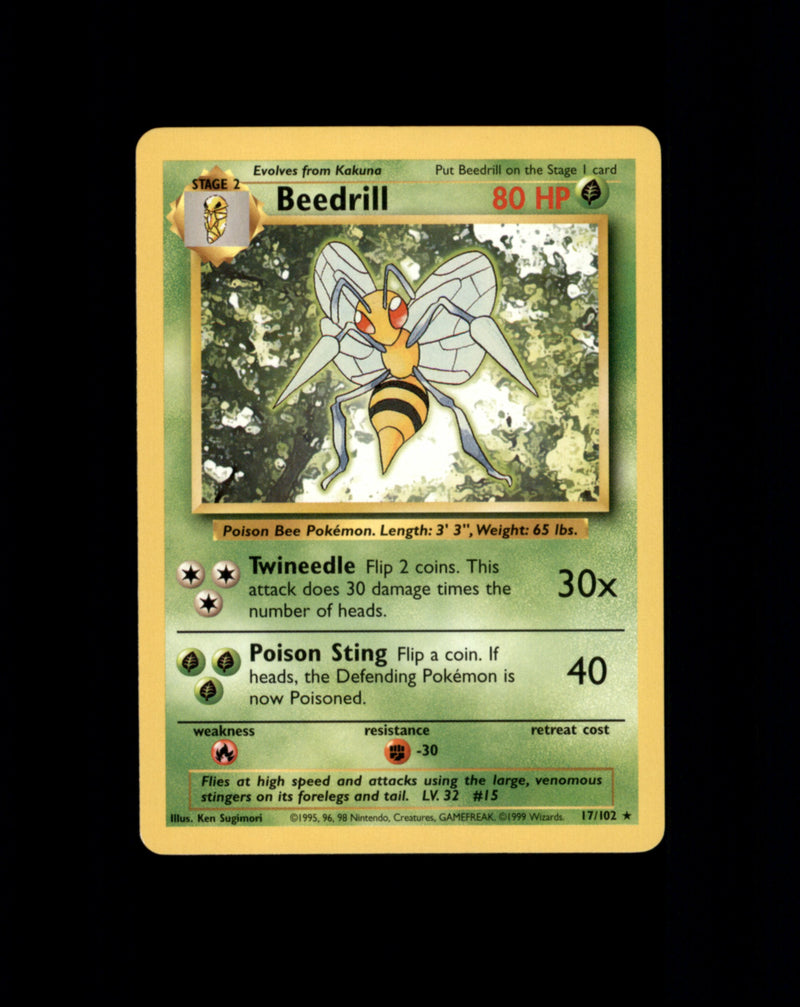 *SE BILDE FOR TILSTAND* Beedrill #17 Pokemon Base Set Pokesingles