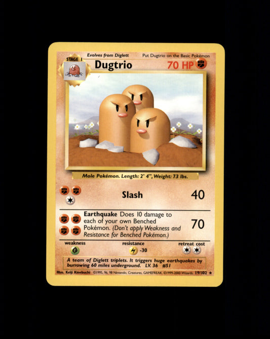 *SE BILDE FOR TILSTAND* Dugtrio #19 Pokemon Base Set Pokesingles