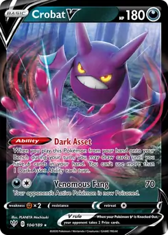 Crobat V 104, Darkness Ablaze | Sword & Shield, , 17.00 kr, Pokesingles. Kjøp pokemon kort til lave priser hos oss.