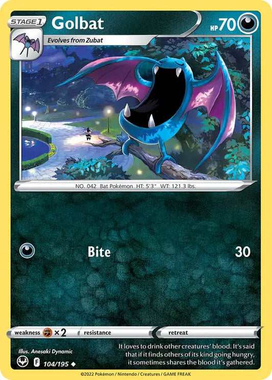 Golbat 104, Silver Tempest | Sword & Shield, , 0.00 kr, Pokesingles. Kjøp pokemon kort til lave priser hos oss.