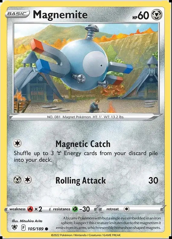 105 Magnemite, Astral Radiance | Sword & Shield, , 3.00 kr, Pokesingles. Kjøp pokemon kort til lave priser hos oss.
