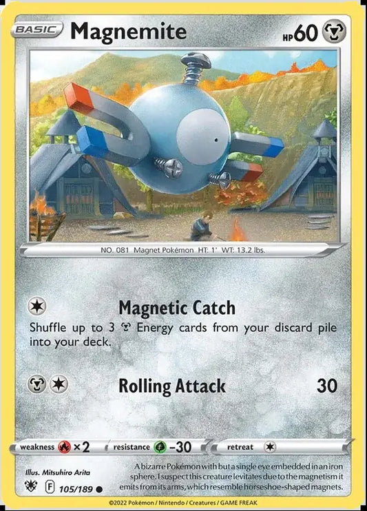 105 Magnemite, Astral Radiance | Sword & Shield, , 3.00 kr, Pokesingles. Kjøp pokemon kort til lave priser hos oss.