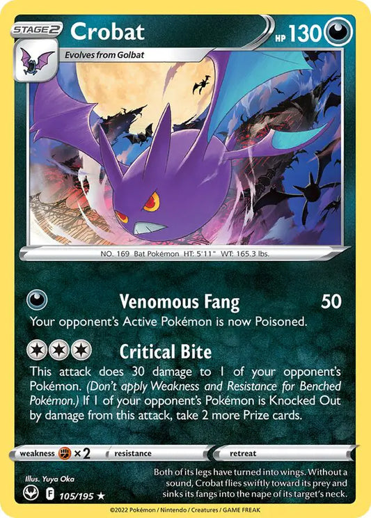 Crobat 105, Silver Tempest | Sword & Shield, , 0.00 kr, Pokesingles. Kjøp pokemon kort til lave priser hos oss.