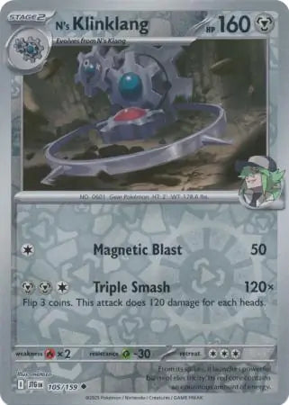 N's Klinklang Reverse Holo 105 - Journey Together Pokesingles