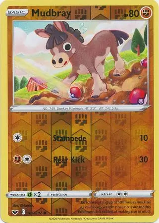 Mudbray Reverse Holo 105 - Sword & Shield Base Pokesingles