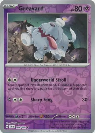 105 Greavard - Reverse Holo, Scarlet & Violet Base, , 4.00 kr, Pokesingles. Kjøp pokemon kort til lave priser hos oss.