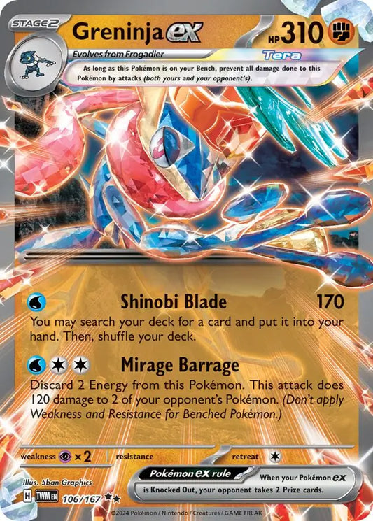 Greninja ex 106, Twilight Masquerade | Scarlet & Violet, , 25.00 kr, Pokesingles. Kjøp pokemon kort til lave priser hos oss.