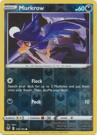 Murkrow Reverse Holo 106, Silver Tempest | Sword & Shield, , 0.00 kr, Pokesingles. Kjøp pokemon kort til lave priser hos oss.