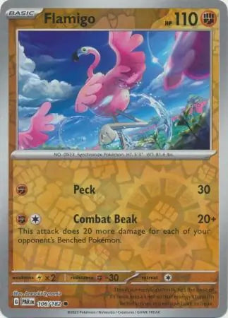 106 Flamigo - Reverse Holo, Paradox Rift, reverse, 4.00 kr, Pokesingles. Kjøp pokemon kort til lave priser hos oss.