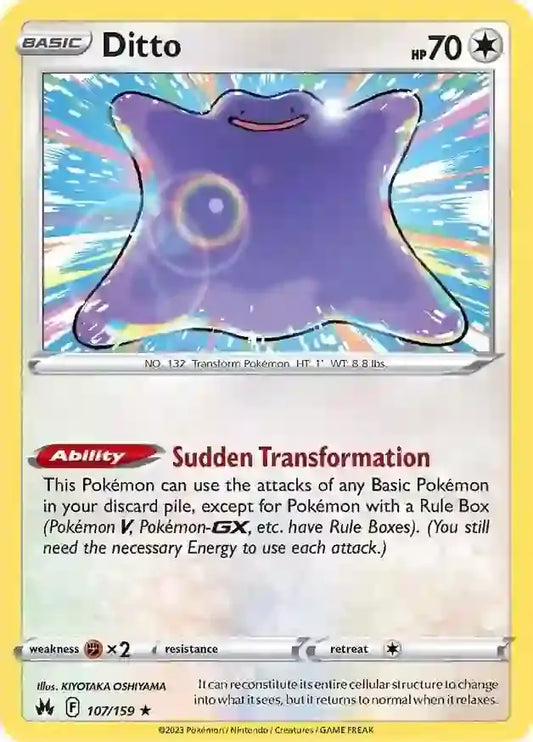 Ditto 107, Crown Zenith | Sword & Shield, , 0.00 kr, Pokesingles. Kjøp pokemon kort til lave priser hos oss.