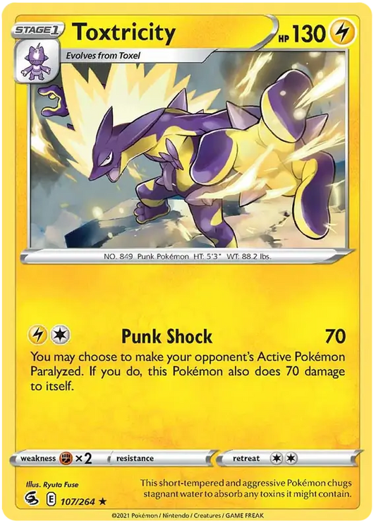 Toxtricity 107, Fusion Strike | Sword & Shield, , 2.00 kr, Pokesingles. Kjøp pokemon kort til lave priser hos oss.