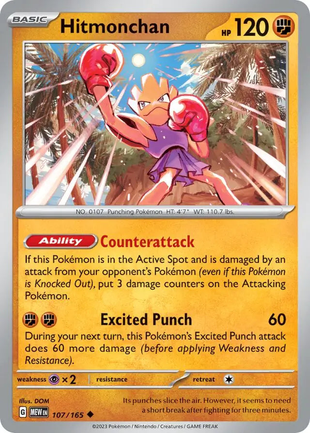 107 Hitmonchan, 151 | Scarlet & Violet, , 3.00 kr, Pokesingles. Kjøp pokemon kort til lave priser hos oss.