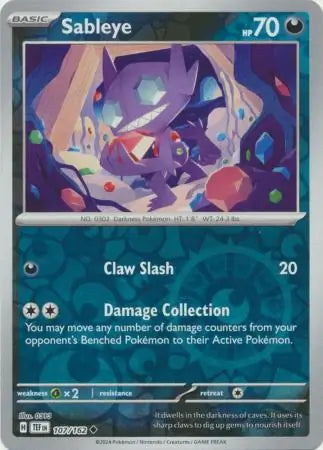 107 Sableye - Reverse Holo, Temporal Forces | Scarlet & Violet, reverse, 4.00 kr, Pokesingles. Kjøp pokemon kort til lave priser hos oss.