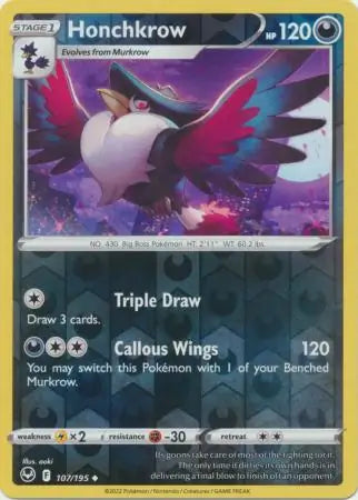 Honchkrow Reverse Holo 107, Silver Tempest | Sword & Shield, , 0.00 kr, Pokesingles. Kjøp pokemon kort til lave priser hos oss.