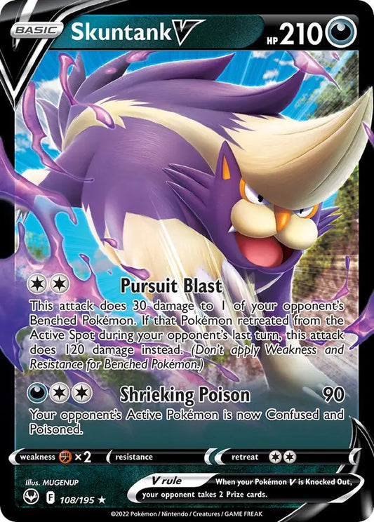 Skuntank V 108, Silver Tempest | Sword & Shield, , 0.00 kr, Pokesingles. Kjøp pokemon kort til lave priser hos oss.
