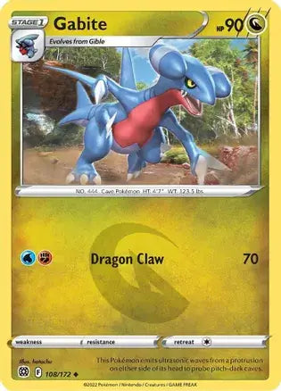 Gabite 108, Brilliant Stars | Sword & Shield, , 0.00 kr, Pokesingles. Kjøp pokemon kort til lave priser hos oss.