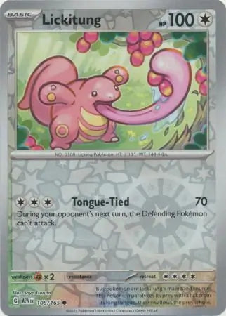 108 Lickitung Reverse Holo, 151 | Scarlet & Violet, reverse, 4.00 kr, Pokesingles. Kjøp pokemon kort til lave priser hos oss.