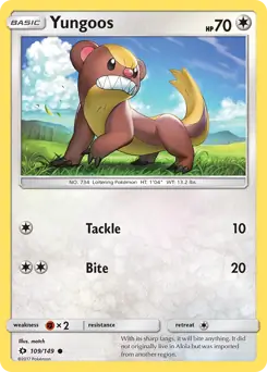 Yungoos 109 - Sun & Moon Base Pokesingles