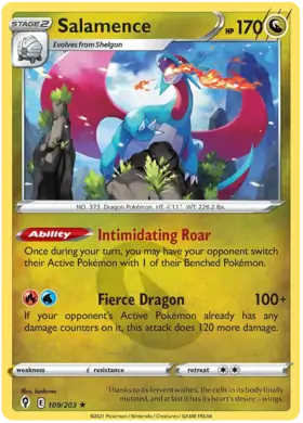 Salamence Holo Rare 109, Evolving Skies | Sword & Shield, , 5.00 kr, Pokesingles. Kjøp pokemon kort til lave priser hos oss.