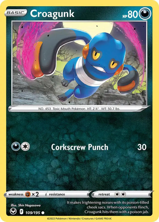 Croagunk 109, Silver Tempest | Sword & Shield, , 0.00 kr, Pokesingles. Kjøp pokemon kort til lave priser hos oss.