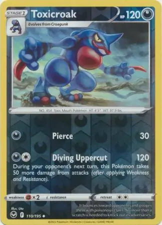 Toxicroak Reverse Holo 110, Silver Tempest | Sword & Shield, , 0.00 kr, Pokesingles. Kjøp pokemon kort til lave priser hos oss.