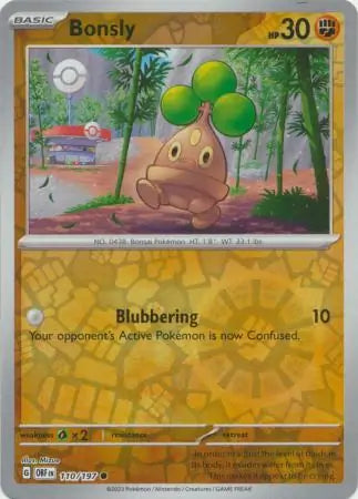 Bonsly Reverse Holo 110, Obsidian Flames | Scarlet & Violet, , 4.00 kr, Pokesingles. Kjøp pokemon kort til lave priser hos oss.