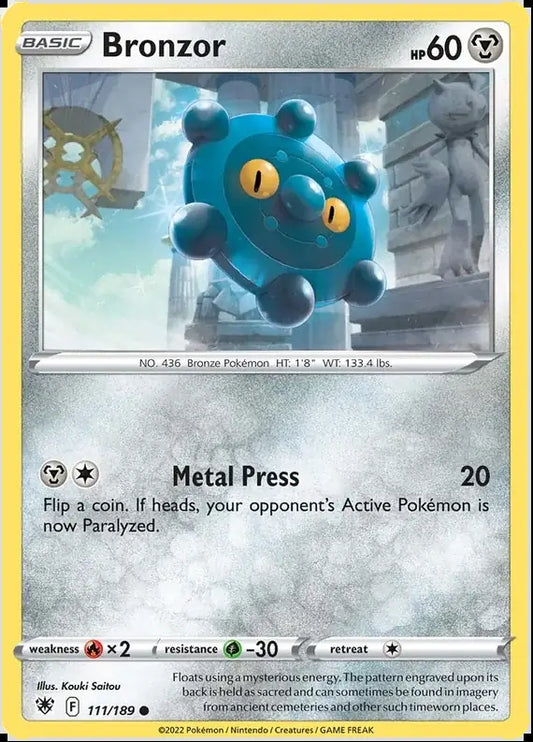 111 Bronzor, Astral Radiance | Sword & Shield, , 3.00 kr, Pokesingles. Kjøp pokemon kort til lave priser hos oss.