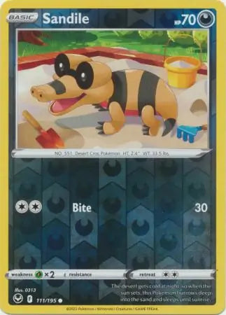 Sandile Reverse Holo 111, Silver Tempest | Sword & Shield, , 0.00 kr, Pokesingles. Kjøp pokemon kort til lave priser hos oss.