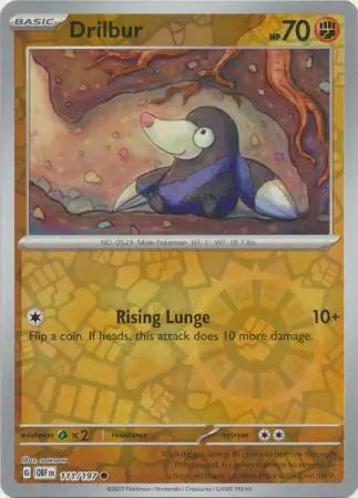 Drilbur Reverse Holo 111, Obsidian Flames | Scarlet & Violet, , 4.00 kr, Pokesingles. Kjøp pokemon kort til lave priser hos oss.