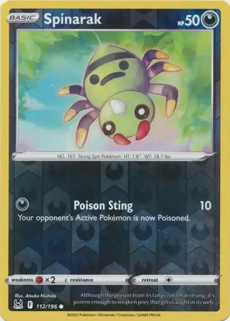 Spinarak Reverse Holo 112, Lost Origin | Sword & Shield, , 0.00 kr, Pokesingles. Kjøp pokemon kort til lave priser hos oss.